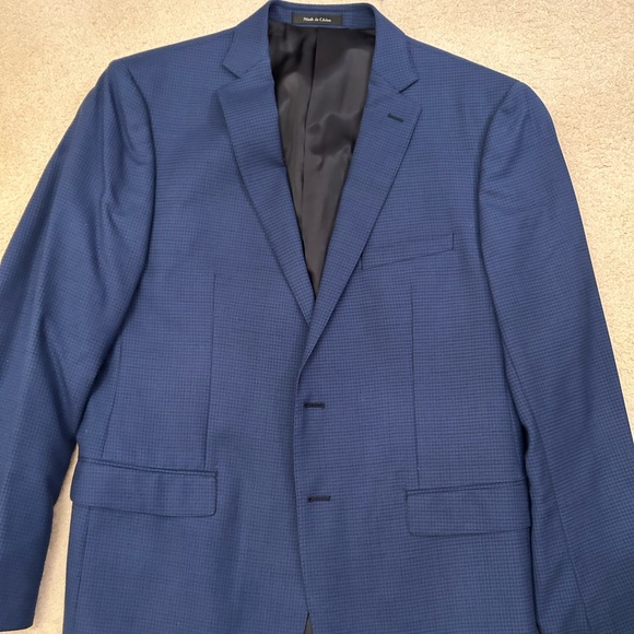 Calvin Klein Blue Houndstooth Sports Coat Blazer Size 44R - Picture 5 of 5